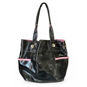 NWT - B. Makowsky Women's Black Genuine Leather Suede Shoulder Tote Bag